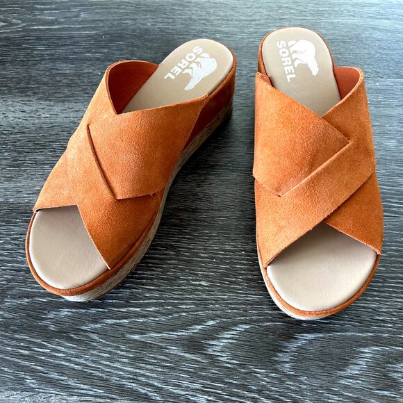 NWOB Sorel Women's Cameron Flatform Mule Sandals Desert Sun US 7 - Picture 3 of 16